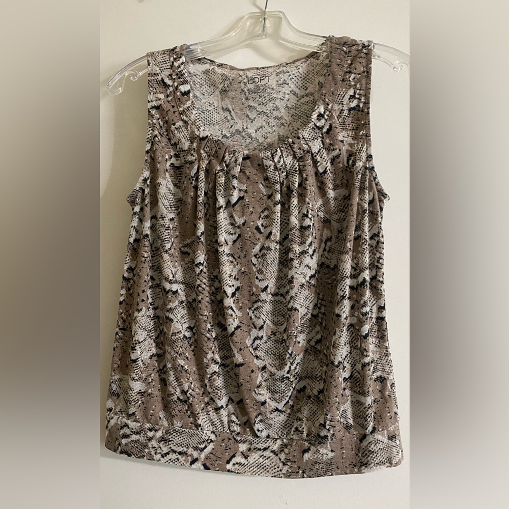 LOFT Taupe Snake-Print Sleeveless Tank
